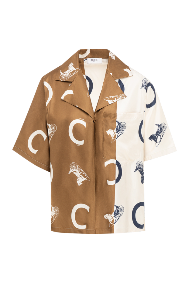 Celine color-blocked silk shirt with monochrome logo 197456 - photo 1