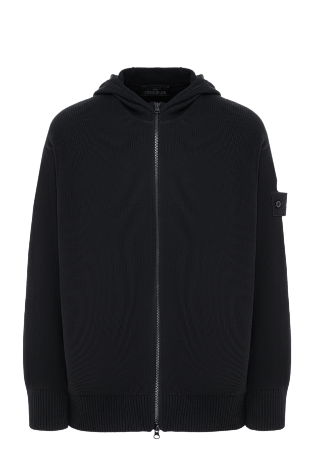 Stone Island knitted black cardigan with a zip and adjustable hood 197468 - photo 1