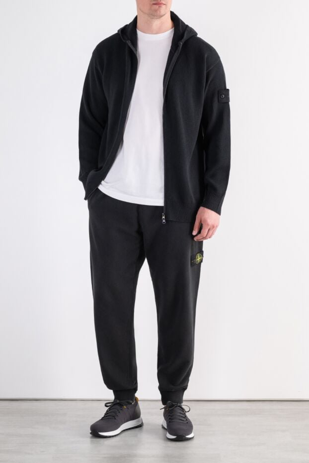 Stone Island knitted black cardigan with a zip and adjustable hood 197468 - photo 2