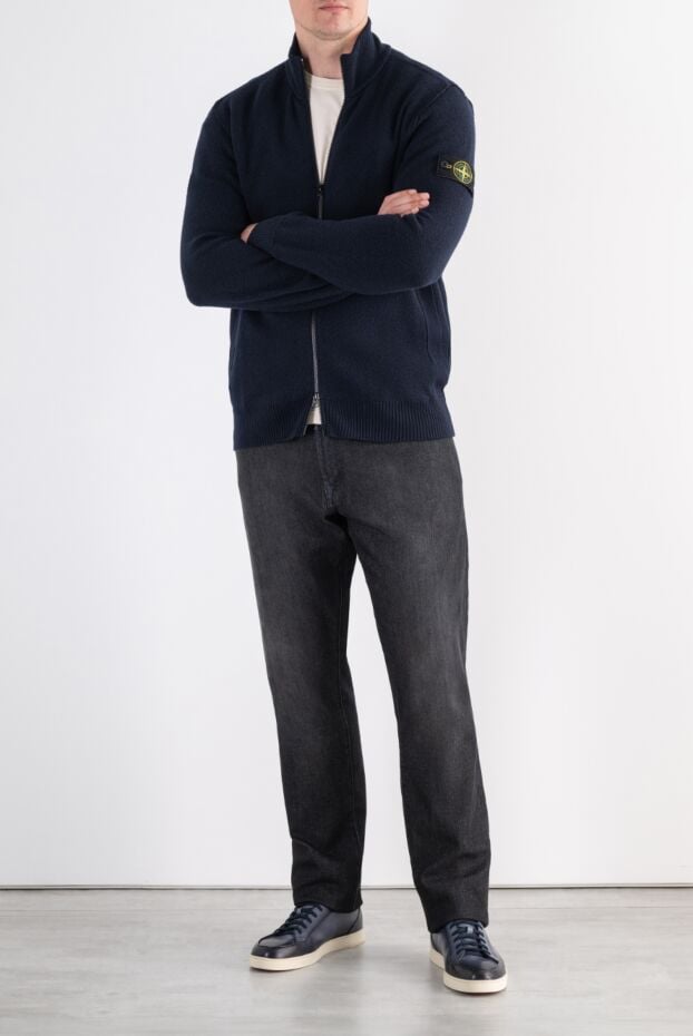 Stone Island textured knit cardigan with a zip and a high stand-up collar 197469 - photo 2