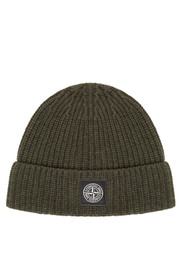Stone Island knitted wool beanie hat with a wide lapel and a contrasting compass patch 197471 - photo 1
