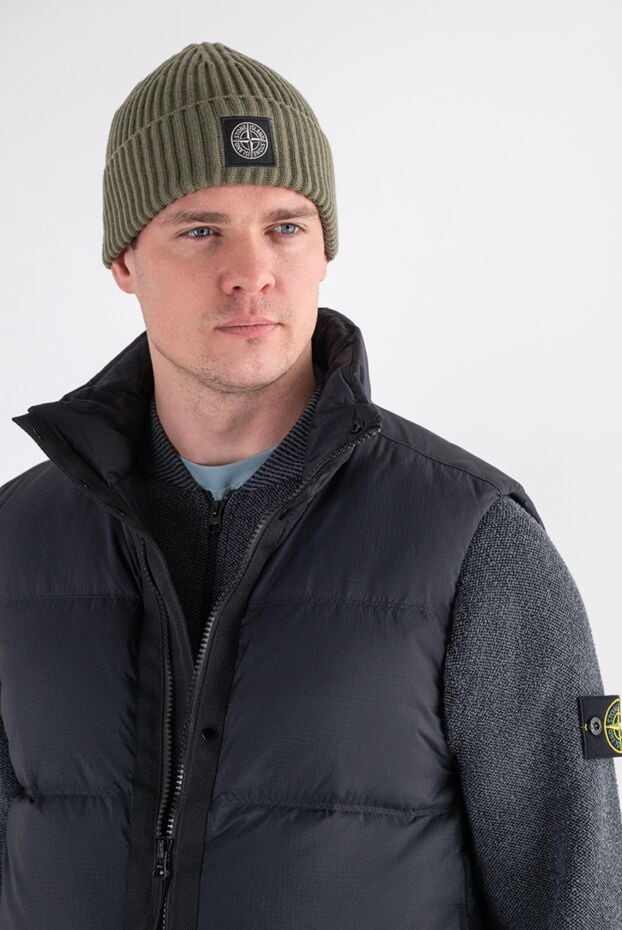 Stone Island a wool beanie hat in a noble shade of light khaki with a wide elastic cuff 197475 - photo 2