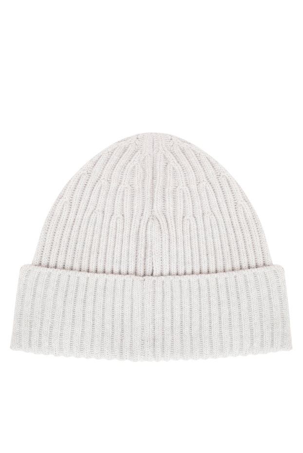 Stone Island pearl white wool beanie hat with a contrasting rectangular patch 197476 - photo 3