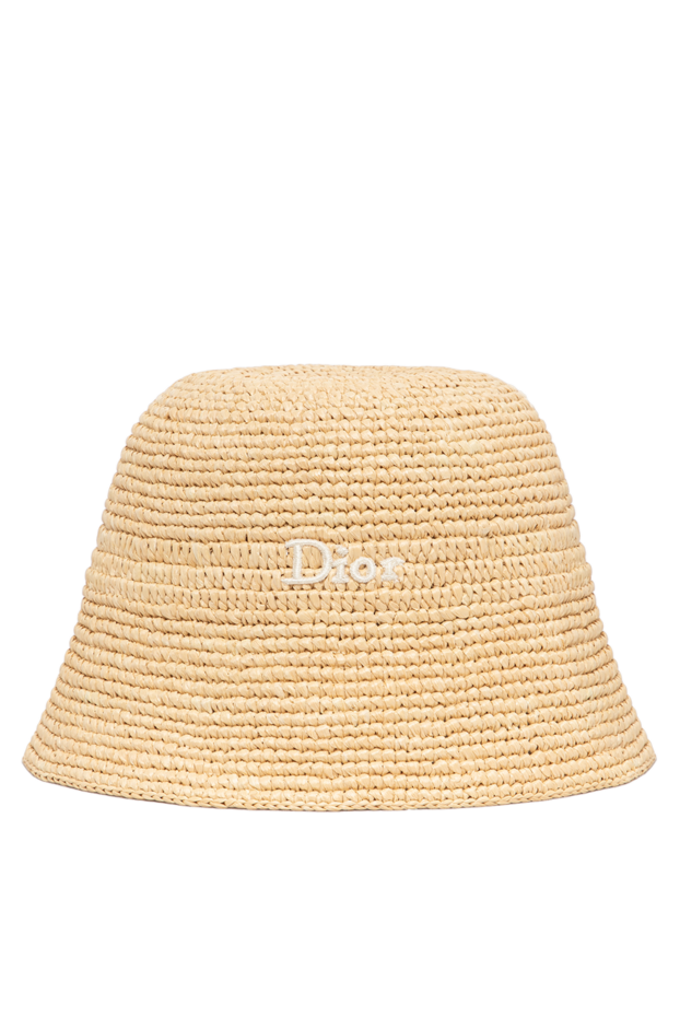 Dior women's beige straw bucket hat with contrasting logo embroidery 197488 - photo 1