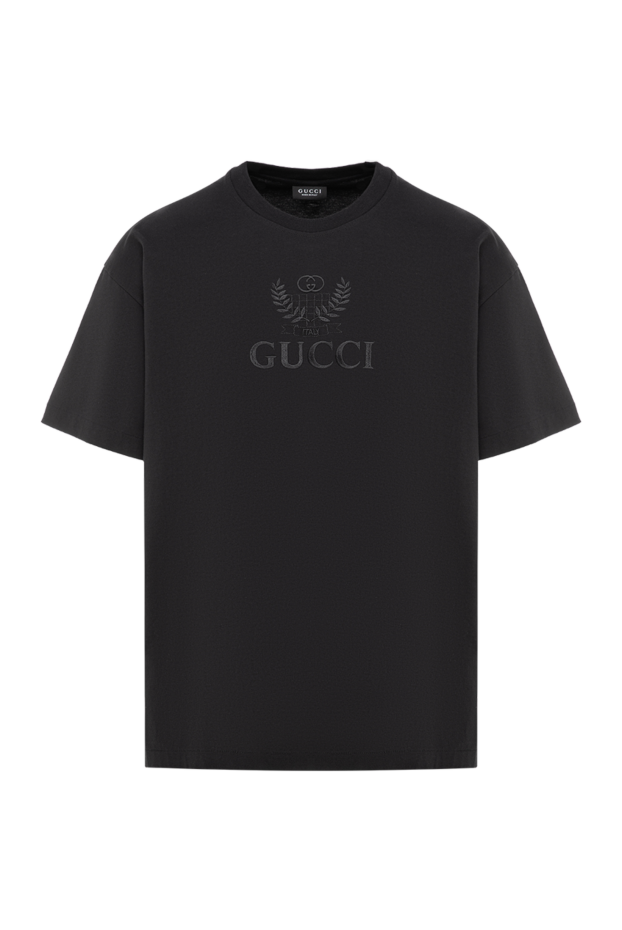 Gucci чорна бавовняна футболка оверсайз із фактурною архівною емблемою 197498 - фото 1