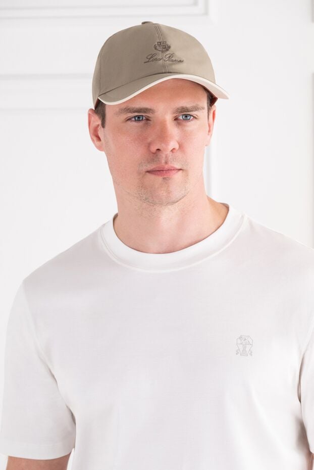 Loro Piana men's beige microfiber baseball cap with contrast piping 197511 - photo 2