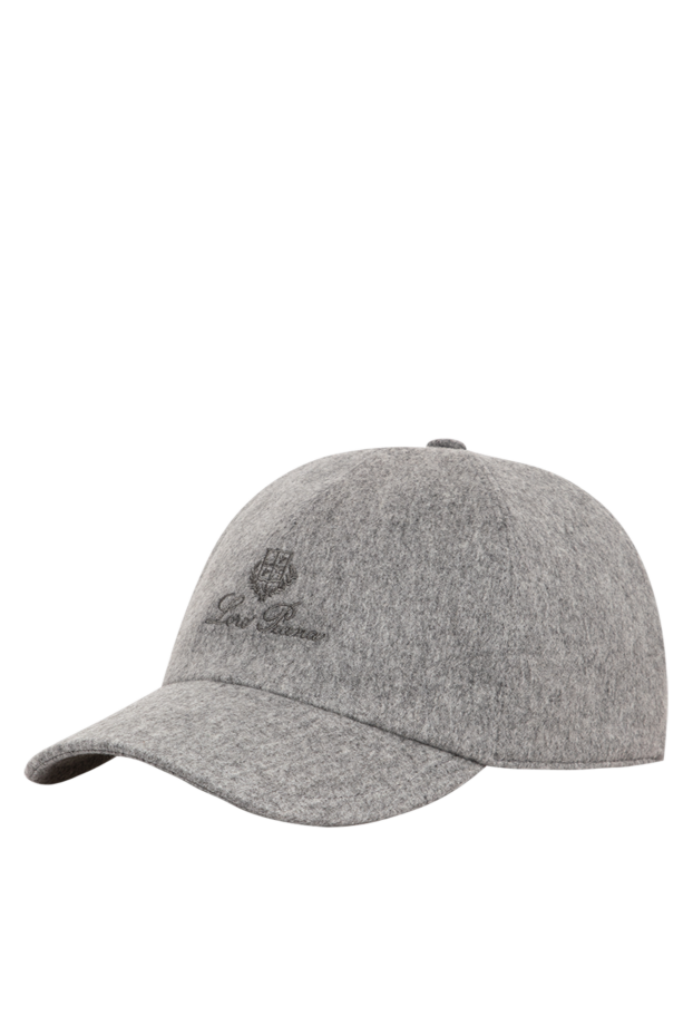 Loro Piana men's gray cashmere baseball cap with embroidered heraldic logo 197521 - photo 3