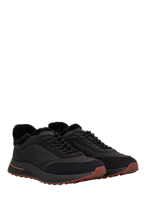 Loro Piana winter black week end walk sneakers made of microfiber and suede with fur 197523 - photo 3
