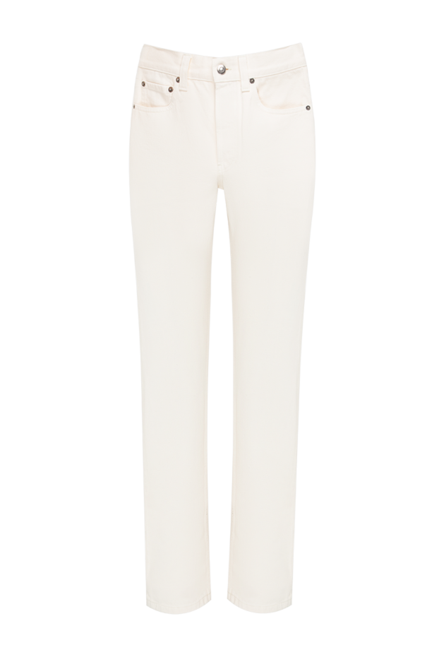 Loro Piana light beige women's straight-leg jeans with a contrasting leather patch 197526 - photo 1