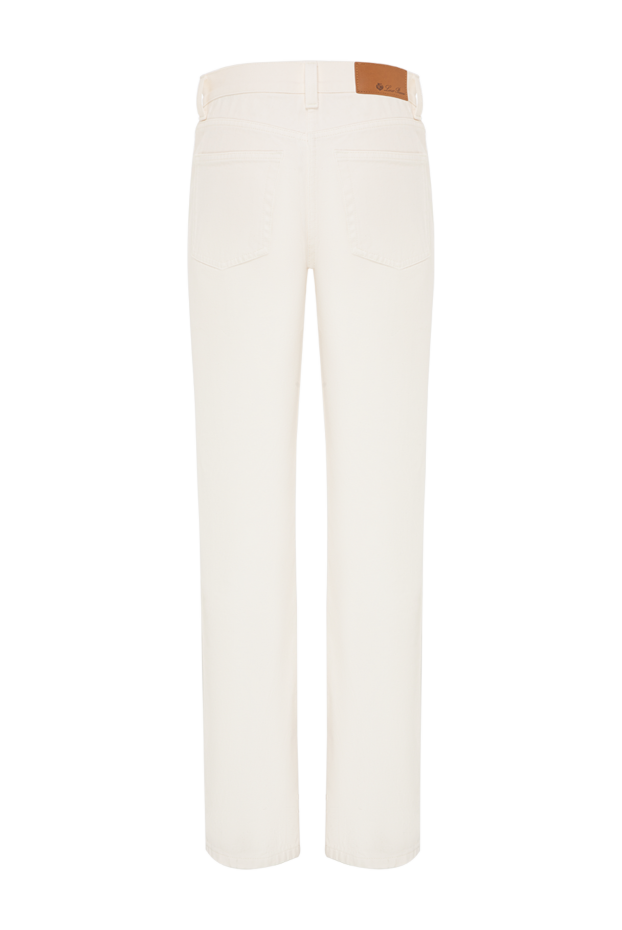 Loro Piana light beige women's straight-leg jeans with a contrasting leather patch 197526 - photo 2