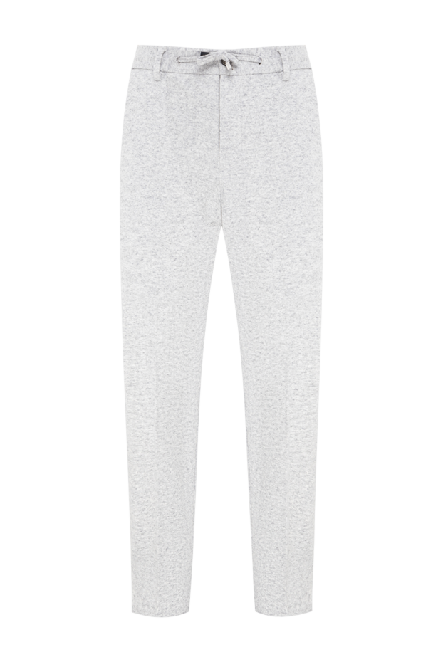 Lenoci grey melange trousers made of natural wool with an adjustable waistband 197545 - photo 1