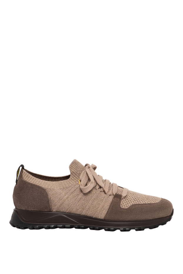Doucal`s beige knit sneakers with suede panels on a dark sole 197556 - photo 1
