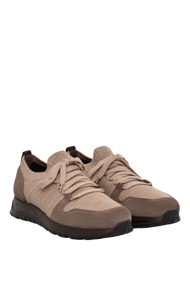 Doucal`s beige knit sneakers with suede panels on a dark sole 197556 - photo 3