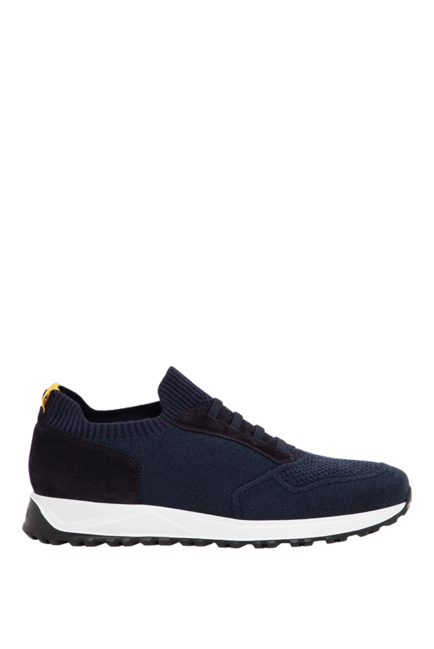 Doucal`s men's blue knit sneakers with a contrasting white sole 197564 - photo 1