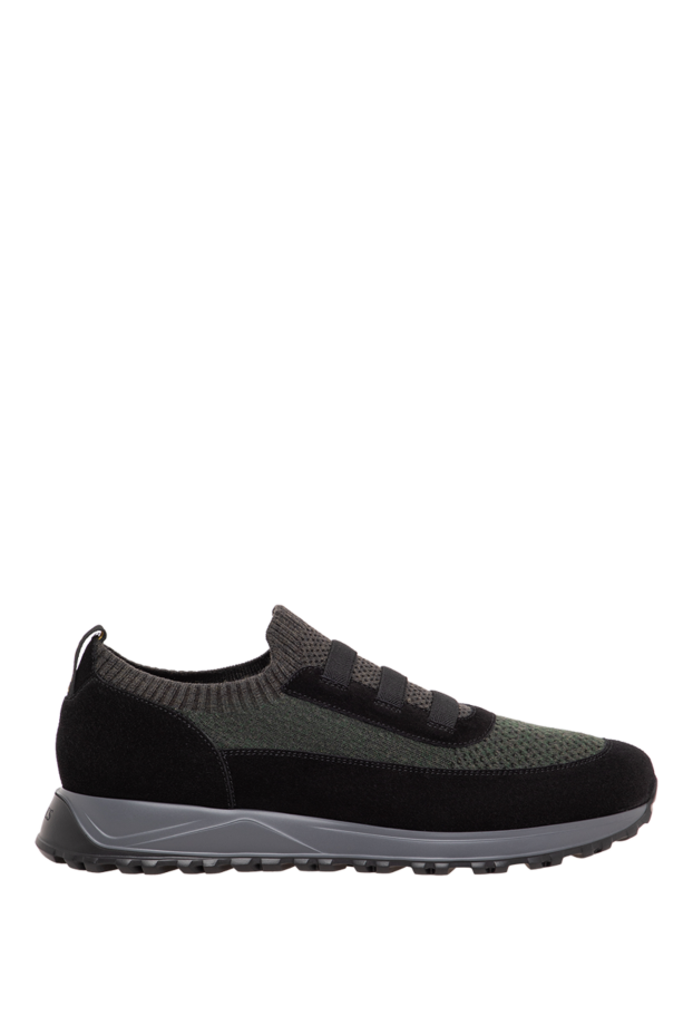 Doucal`s men's khaki knit sneakers with charcoal suede details 197566 - photo 1