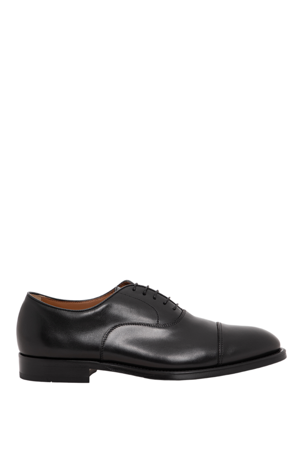 Doucal`s men's black leather oxford shoes with a cut-off toe 197573 - photo 1