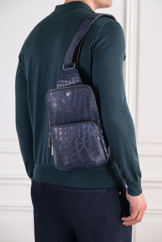 Tardini blue crocodile leather sling bag 197632 - photo 2