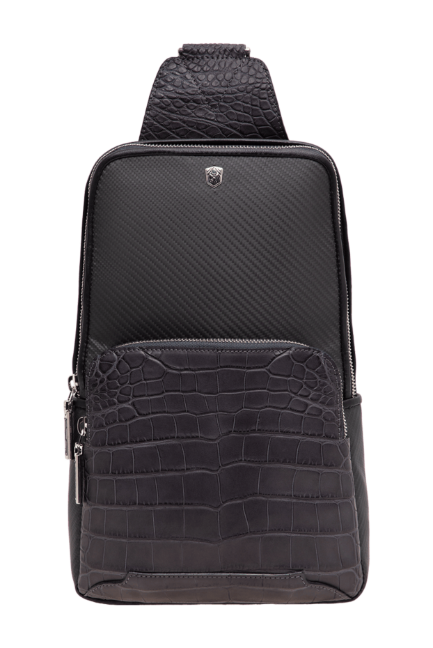 Tardini gray carbon fiber and crocodile leather sling bag 197635 - photo 1