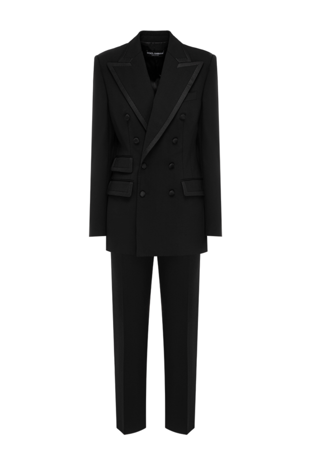 Women's double-breasted tuxedo suit in black with satin peak lapels - photo 1