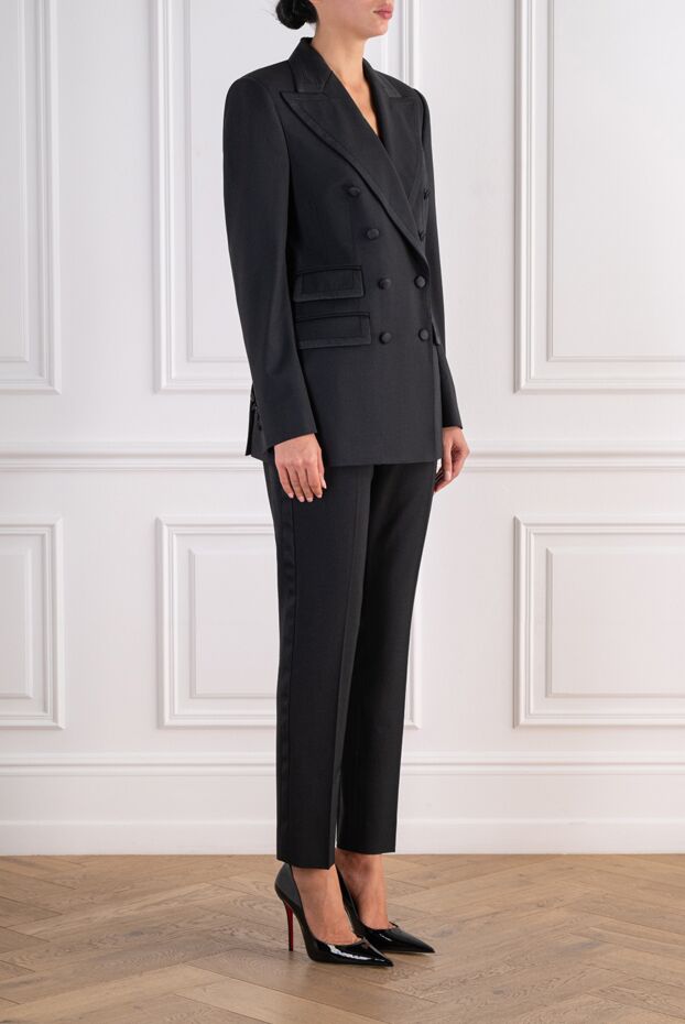 Dolce & Gabbana women's double-breasted tuxedo suit in black with satin peak lapels 197645 - photo 3