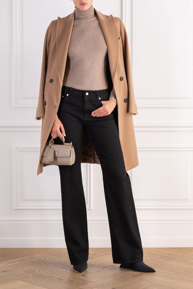 Dolce & Gabbana women's black straight-leg jeans with contrast silver plate 197649 - photo 2