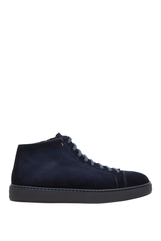 Santoni blue suede sporty lace-up zip-up boots 197654 - photo 1
