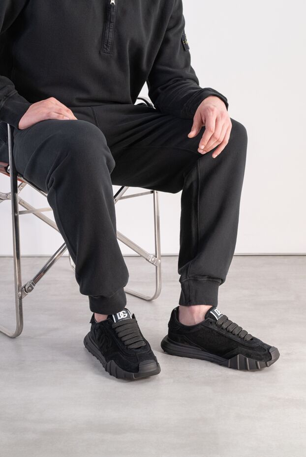 Dolce & Gabbana dg athletic black suede 3d monogram sneakers 197656 - photo 2