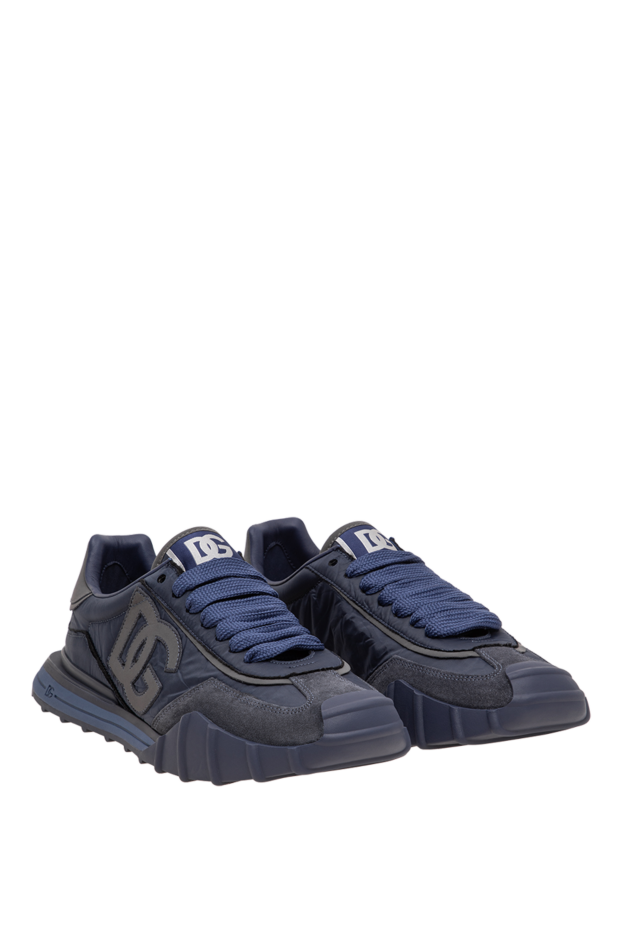Dolce & Gabbana dg athletic men's blue sneakers made of nylon and textured suede 197658 - photo 3