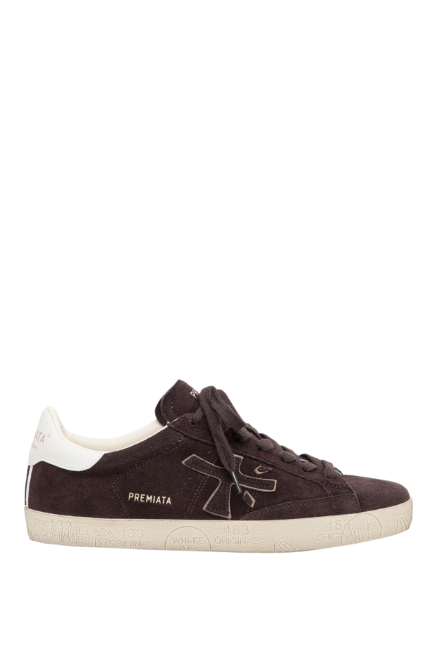 Premiata stevend 7897 dark brown suede sneakers with iconic prints on the sole 197725 - photo 1