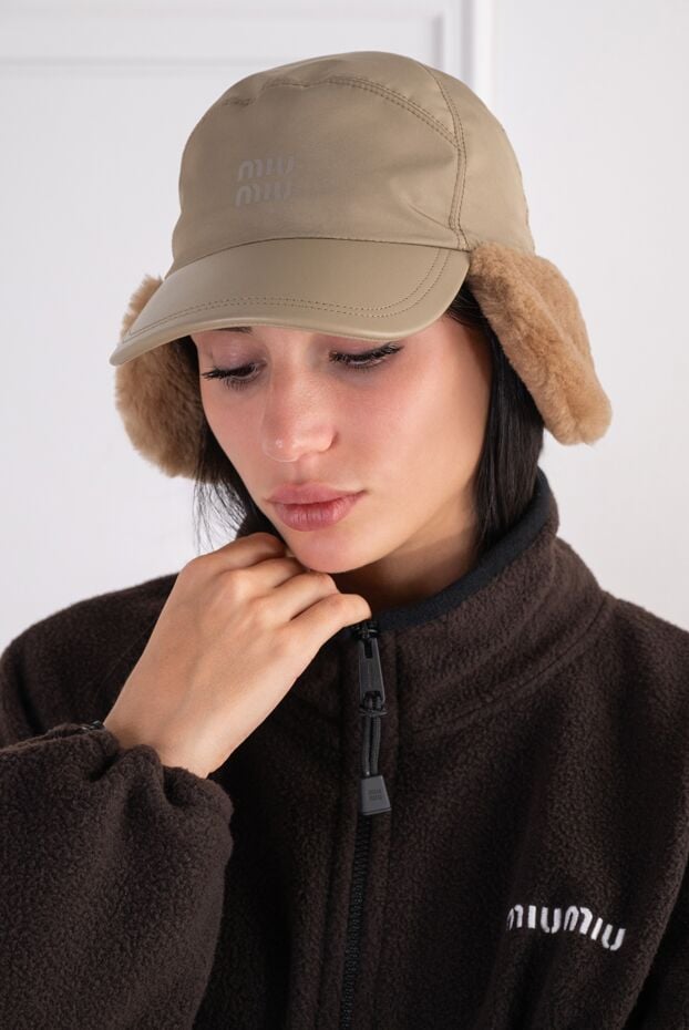 Miu Miu insulated baseball cap with natural sheepskin fur and an embroidered logo 197744 - photo 2