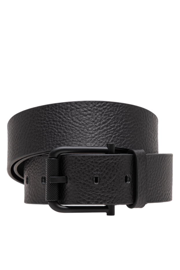 Stone Island black men's grained leather belt with matte charcoal buckle 197748 - photo 1