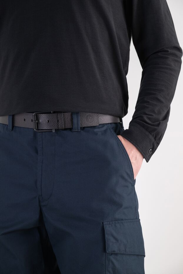 Stone Island black men's grained leather belt with matte charcoal buckle 197748 - photo 2