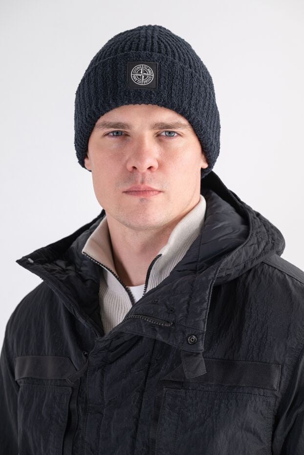 Stone Island knitted cotton beanie hat with textured pattern and compass patch 197753 - photo 2