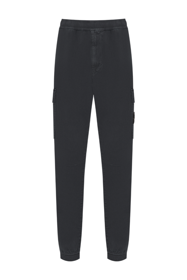 Stone Island men's blue tapered cargo pants made of heavy cotton twill 197762 - photo 1