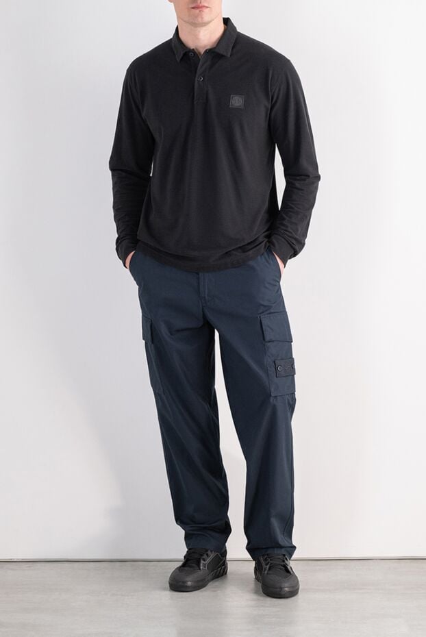 Stone Island black long sleeve cotton polo shirt with patch 197765 - photo 2
