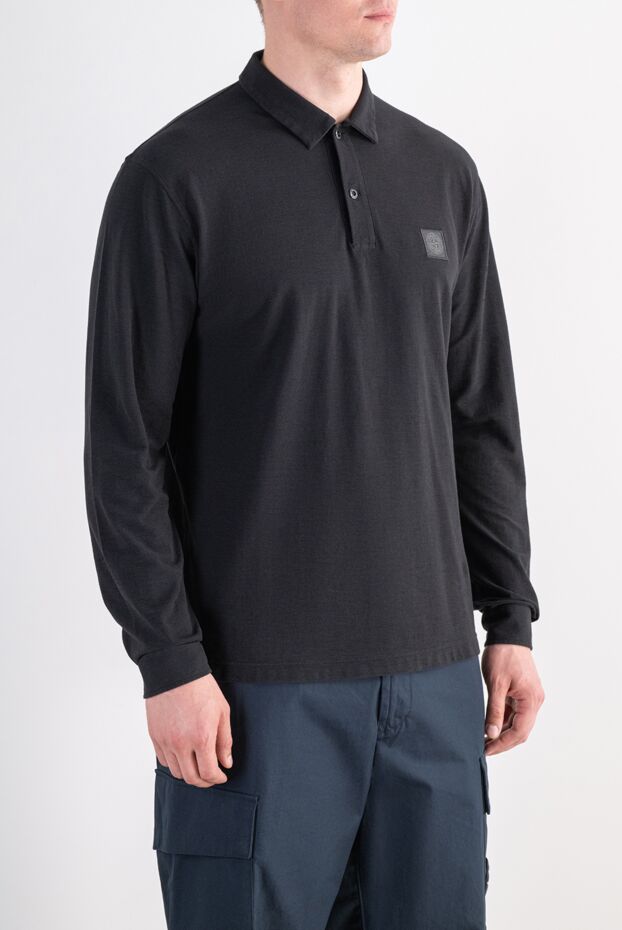 Stone Island black long sleeve cotton polo shirt with patch 197765 - photo 3