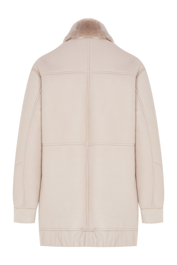 Blancha women's ecru sheepskin coat with a fur collar 197778 - photo 2