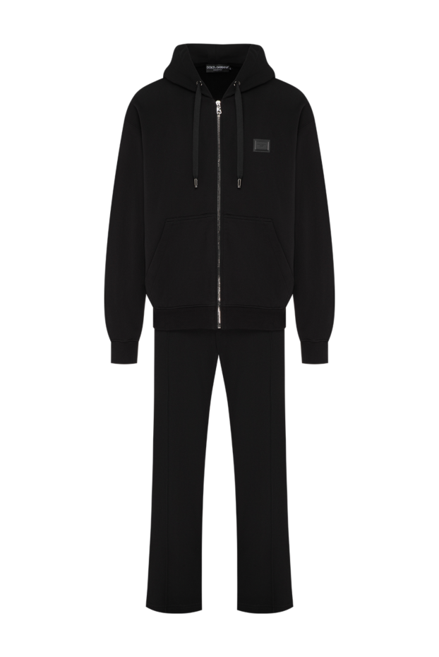 Dolce & Gabbana black men's tracksuit made of thick cotton with a leather patch 197796 - photo 1