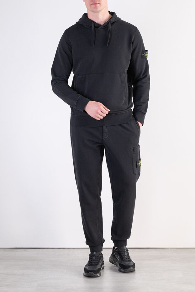 Stone Island men's casual tracksuit in signature deep black 197797 - photo 2