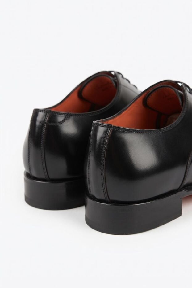 Santoni men's black leather oxfords with orange soles 197814 - photo 2