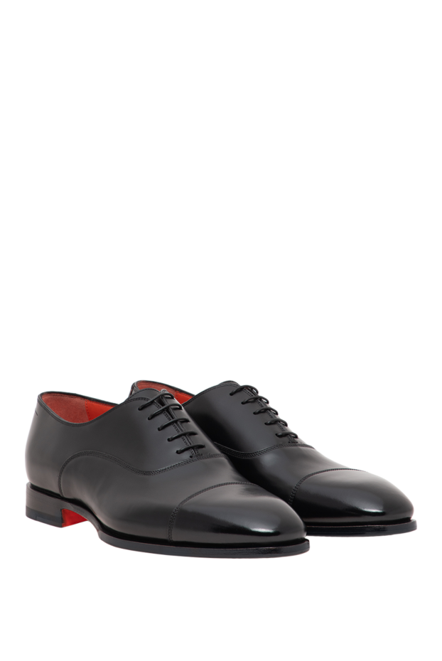 Santoni men's black leather oxfords with orange soles 197814 - photo 3
