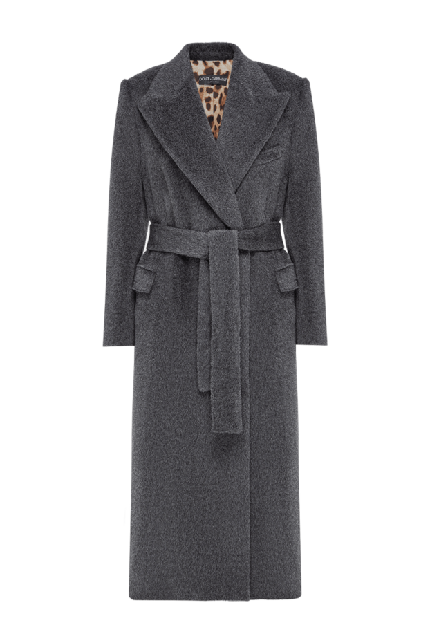 Dolce & Gabbana women's gray alpaca robe coat with leopard lining 197829 - photo 1