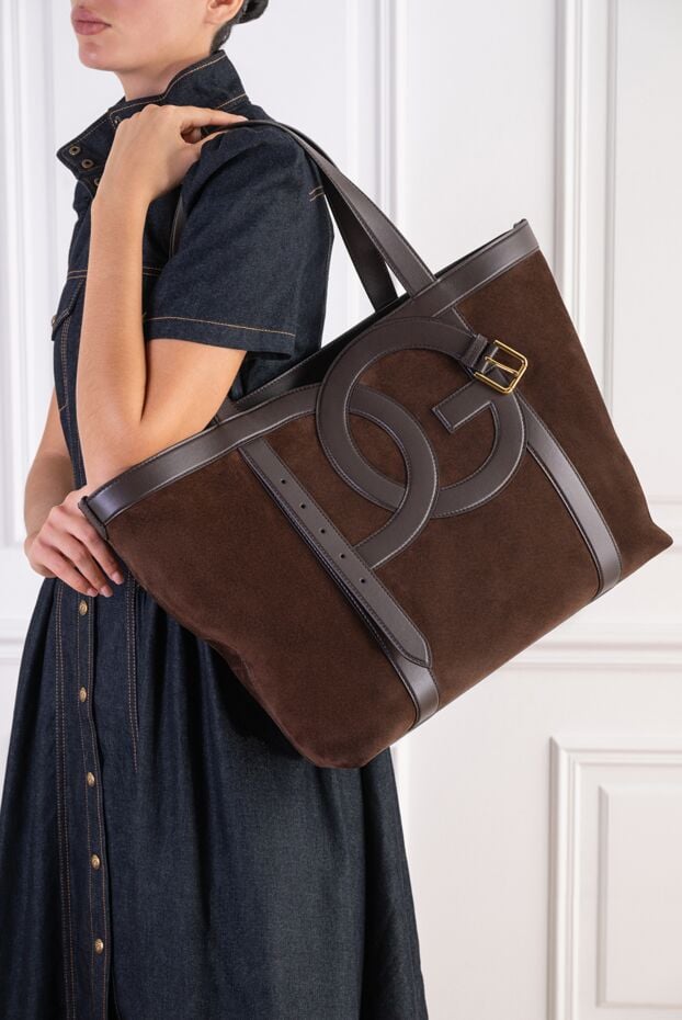Brown 3.5mm split and smooth calfskin shopper bag - photo 2