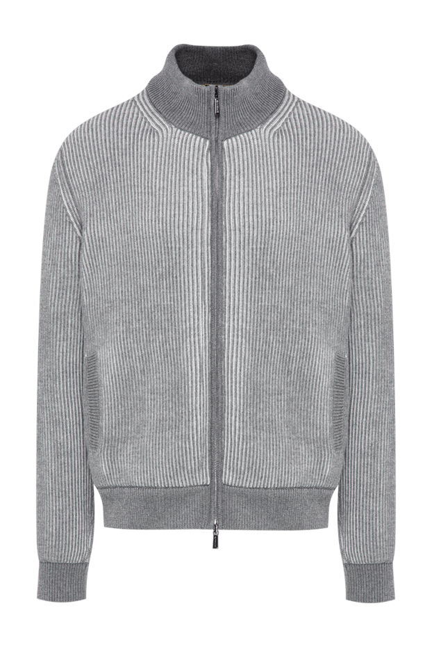 Moorer arena men's knitted bomber jacket in light gray 197846 - photo 1