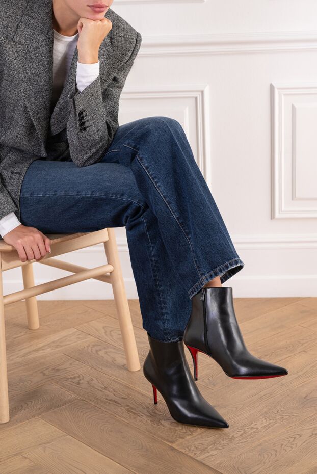 Christian Louboutin miss z booty pointed toe ankle boots in black calfskin 197862 - photo 2