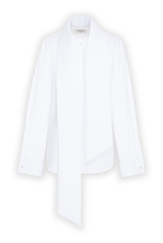 Saint Laurent women's silk blouse with a lavalier collar and wide cuffs 197875 - photo 1