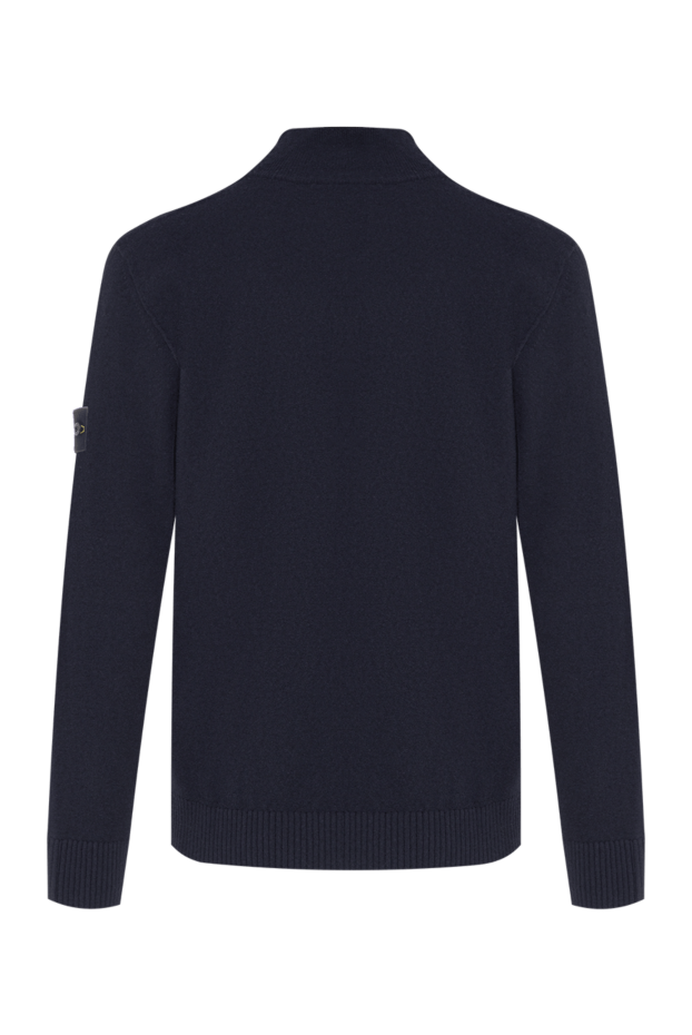 Stone Island men's ultra-fine blue virgin wool knitted zip-up cardigan 197883 - photo 3