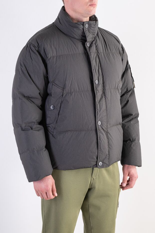 Stone Island men's quilted down jacket in the signature lead grey shade 197890 - photo 3