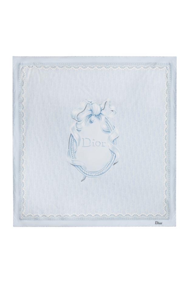 Dior шовкова хустка-каре dioriviera dior bows 90 біло-блакитного кольору 197897 - фото 1