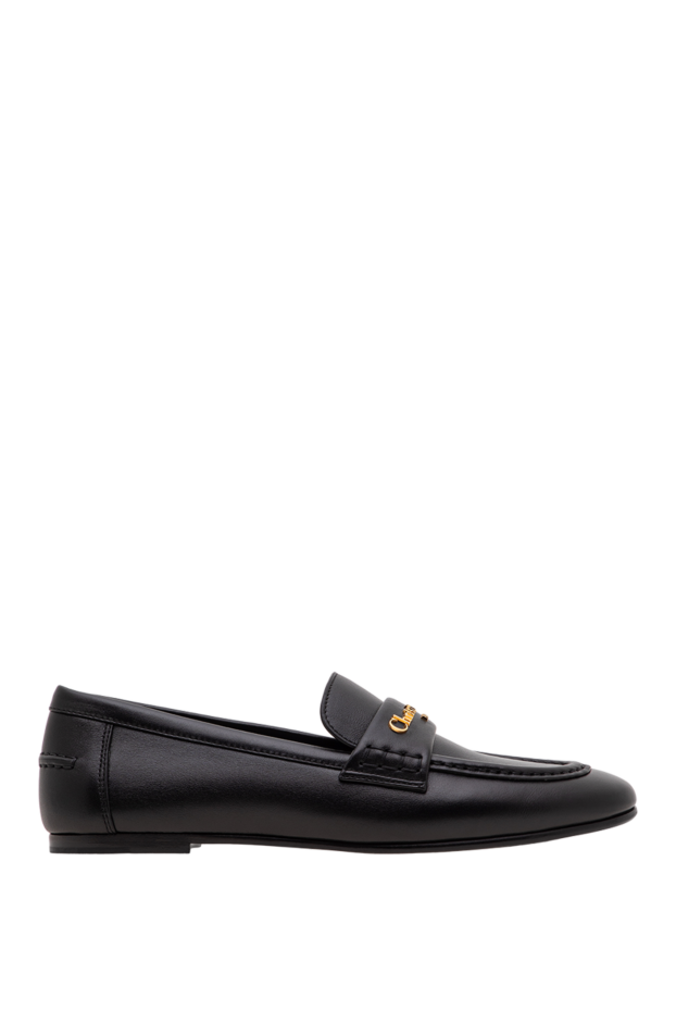 Dior women's black leather dior boy loafers with gold-tone metallic logo 197904 - photo 1